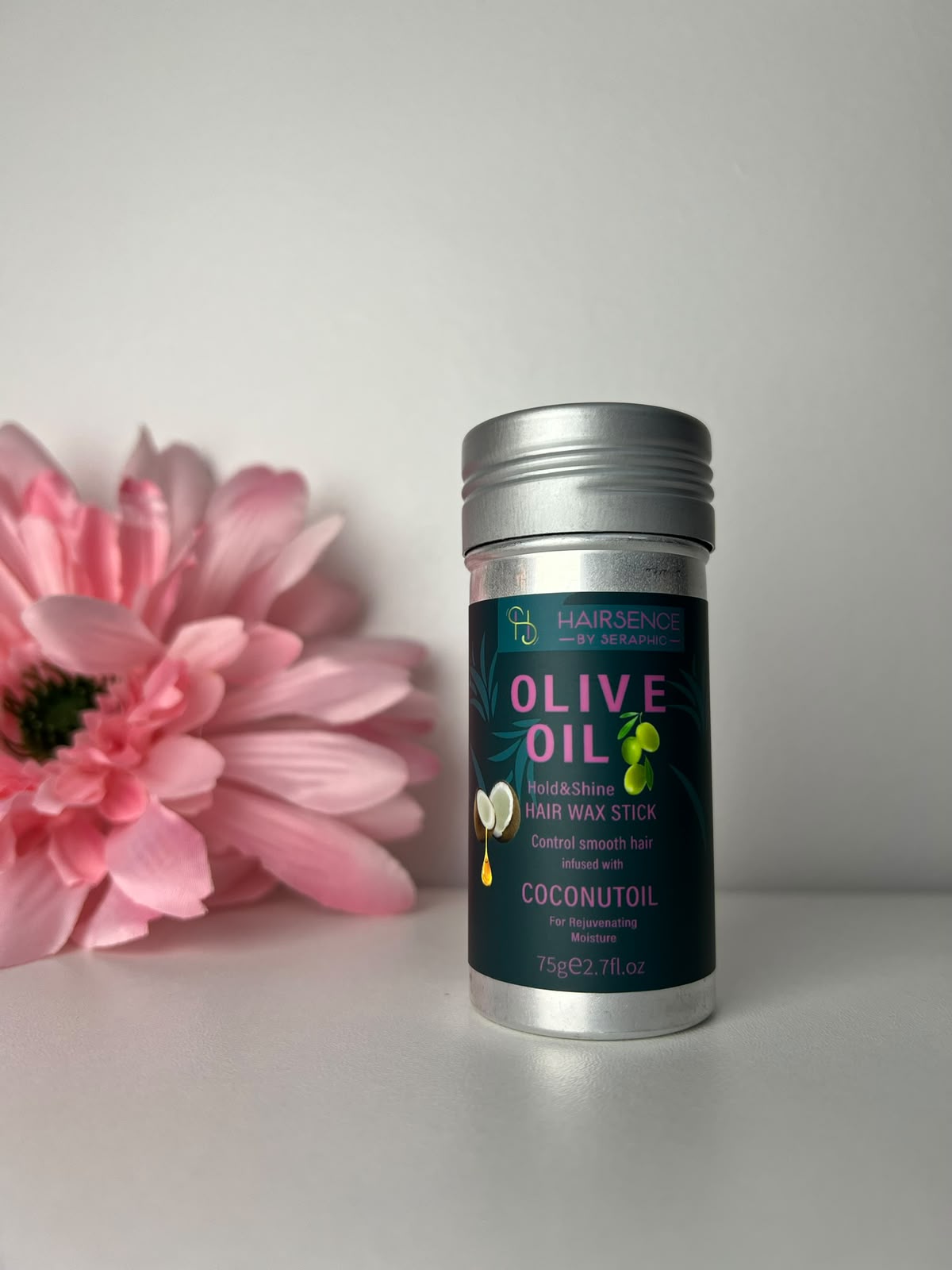 HAIRSENCE Olive Oil and Coconut Oil Hair Wax Stick 75g silver container alternate view