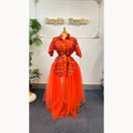 Orange Ankara shirt dress with orange tulle skirt